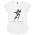Alien, We Come In Peace Women's AS Colour Scoop Neck T-Shirt White Womens Scoop Neck T-shirt Printed In Australia Sci Fi