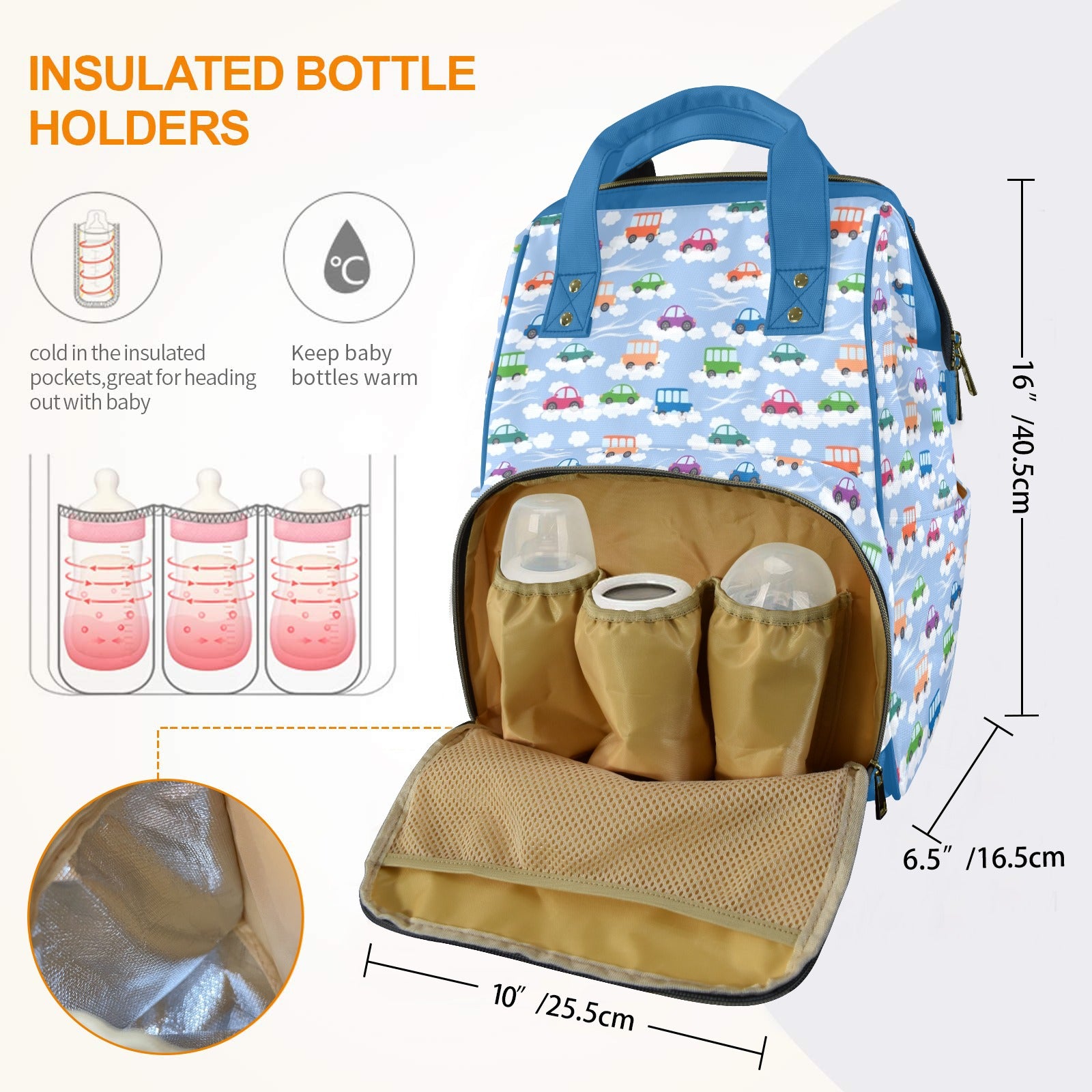 Colourful Cars Multi-Function Backpack, Nappy / Diaper Bag Multi-function Backpack, Nappy / Diaper Bag Printed Offshore
