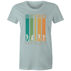 Retro Nostalgia - Womens T-shirt Pale Blue Womens T-shirt Printed In Australia Retro