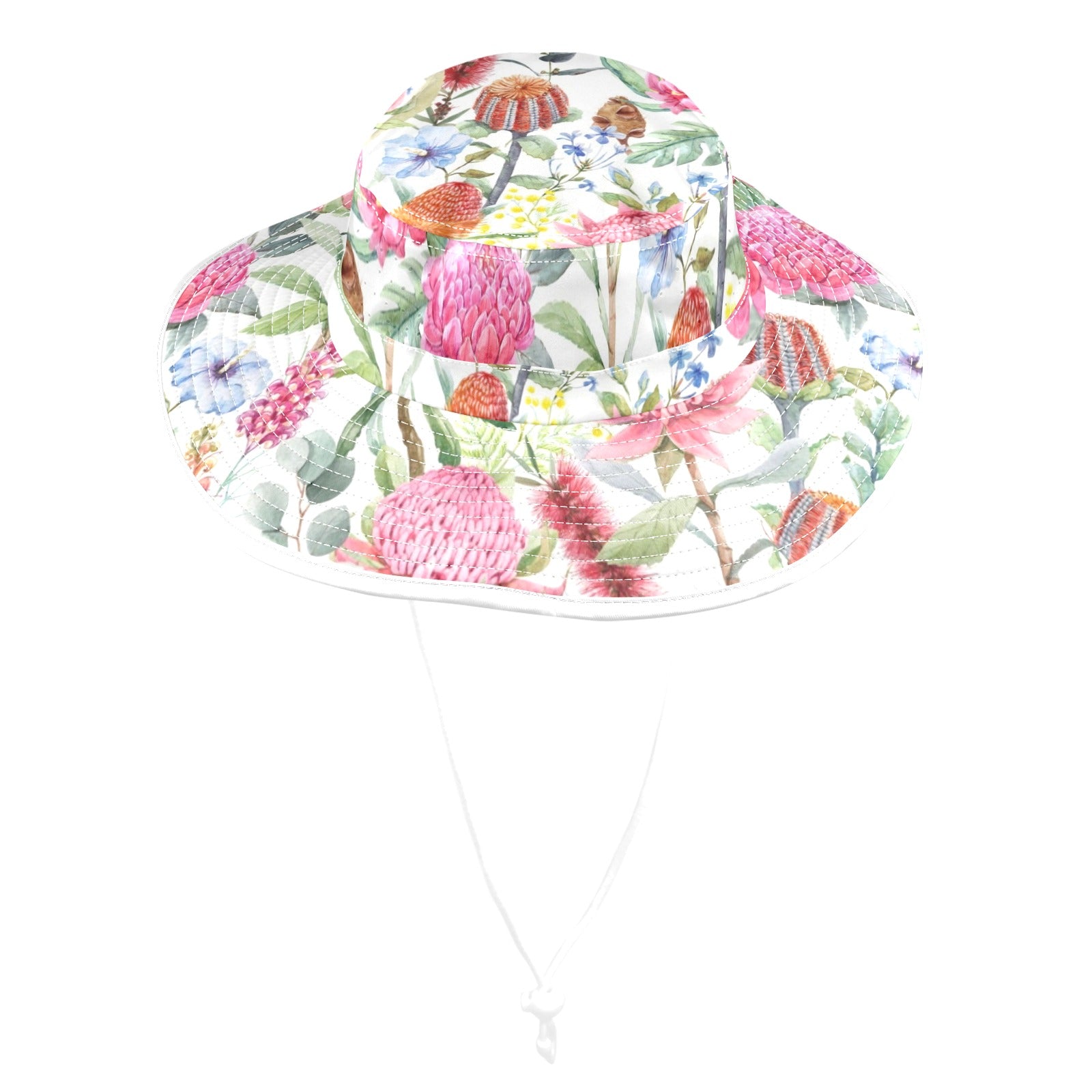 Australian Flowers - Wide Brim Bucket Hat Wide Brim Bucket Hat Plants Printed Offshore