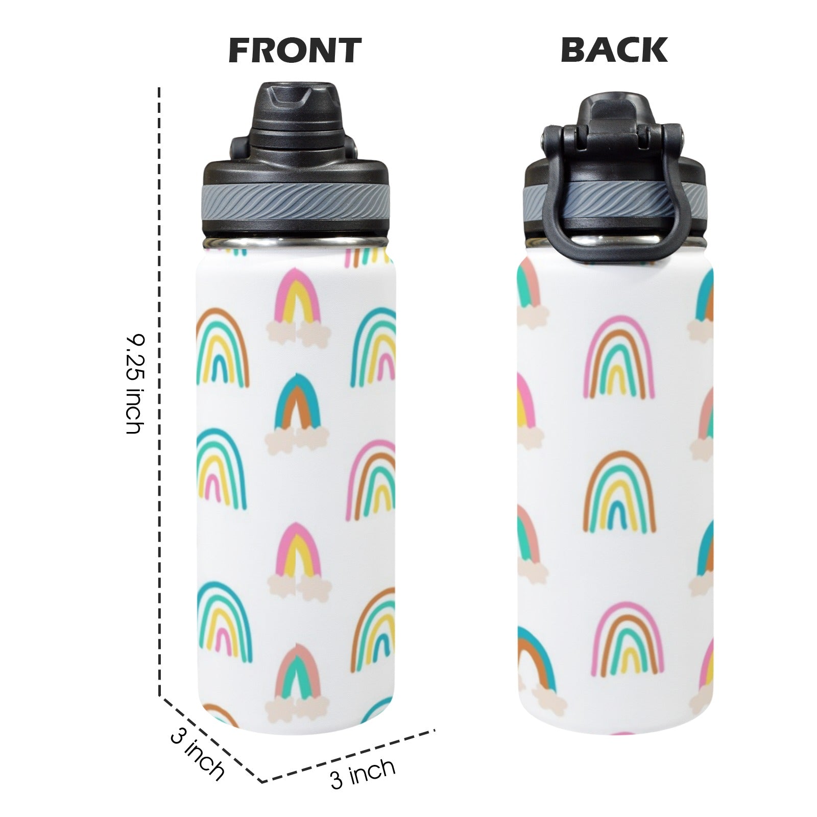 Cloud Rainbows - Insulated Water Bottle with Dual-Use Lid (18oz) Insulated Water Bottle with Dual-Use Lid (18oz) Printed Offshore