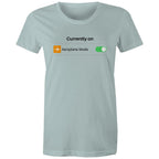 Currently On Aeroplane Mode - Womens T-shirt Pale Blue Womens T-shirt Printed In Australia Tech