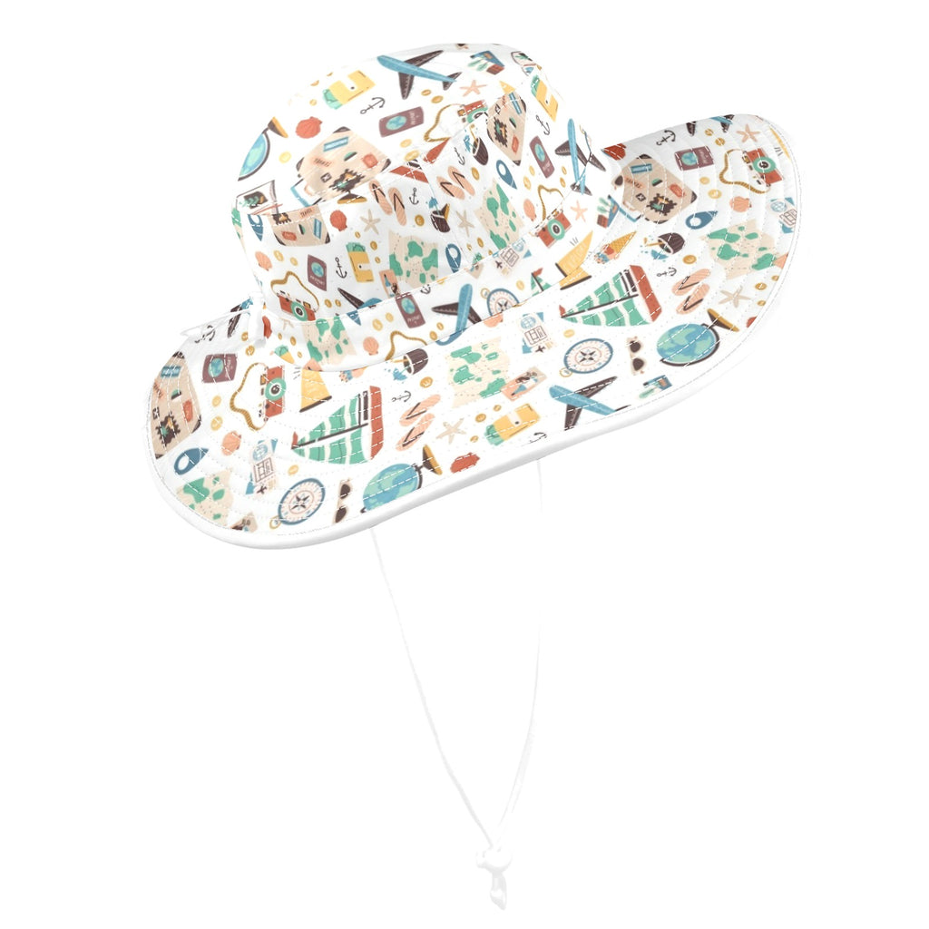 Travel And Explore Wide Brim Bucket Hat Wide Brim Bucket Hat Printed Offshore