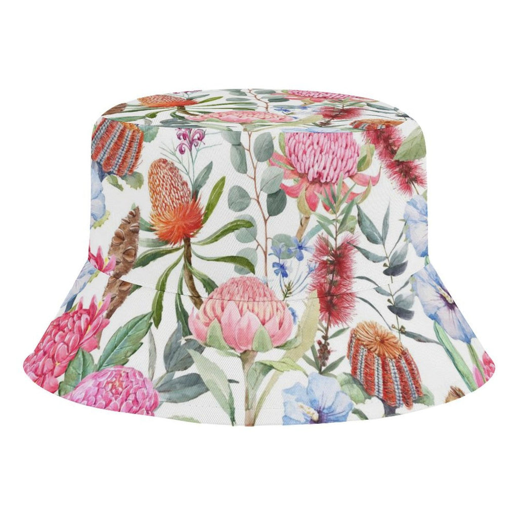 Australian Flowers Kids Bucket Hat white Kids Bucket Hat Plants Printed Offshore