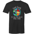 Save Earth, It's The Only Planet With Cake - Mens T-Shirt Black Mens T-shirt Environment Food Printed In Australia