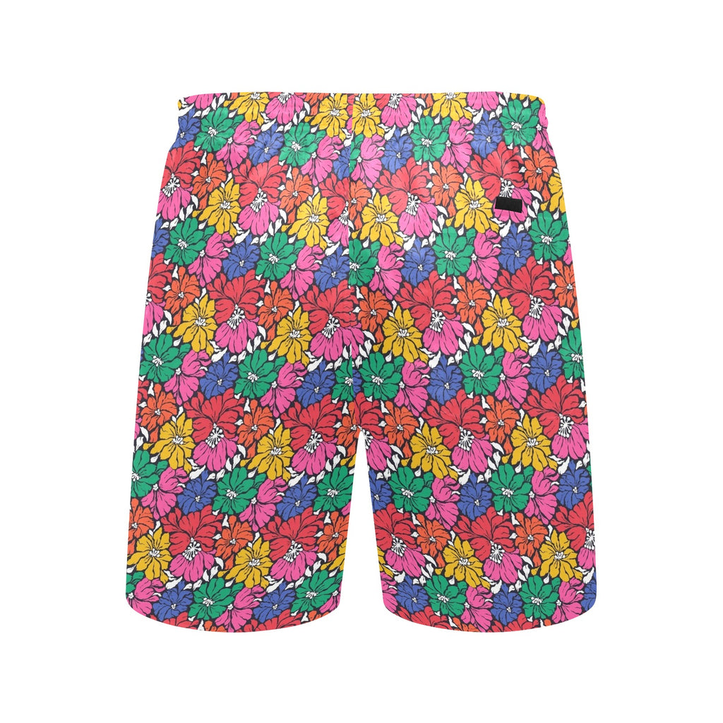 Bright And Bold Flowers Men's Mid-Length Beach Shorts Men's Mid-Length Beach Shorts Plants Printed Offshore