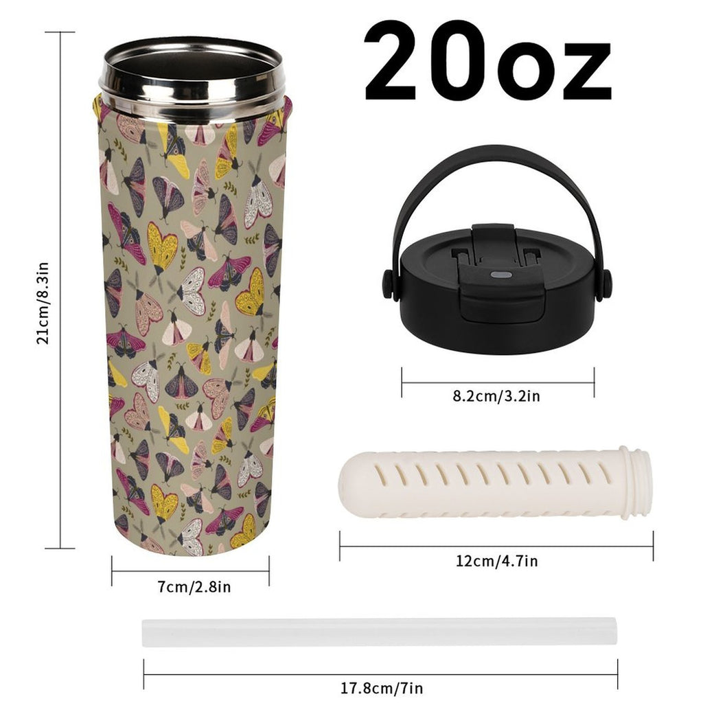 Pretty Moths 20oz Tea Tumbler with Carry Handle