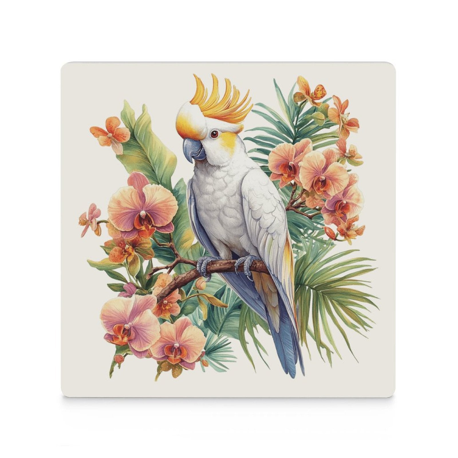 Cockatoo - Ceramic Coasters (Square) Ceramic Coasters animal Printed Offshore