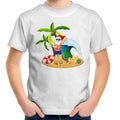 Summer Surf Santa - Kids Youth T-Shirt White Kids Christmas T-shirt Christmas Printed In Australia