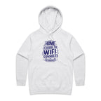 Home Is Where The WIFI Connects Automatically - Womens Hoodie White Marle Womens Hoodie Printed In Australia Tech
