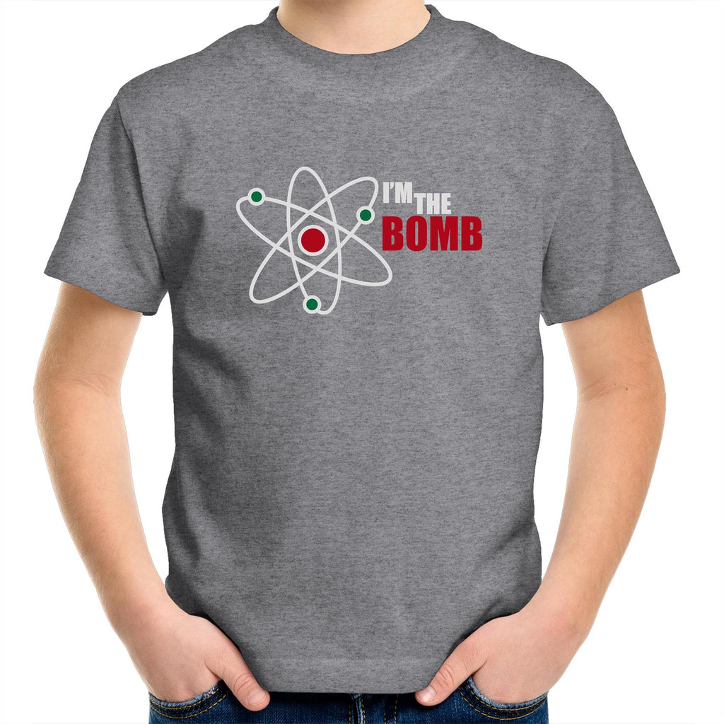 I'm The Bomb, Atom - Kids Youth T-Shirt Grey Marle Kids Youth T-shirt Printed In Australia Science