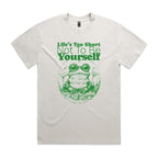 Life's Too Short Not To Be Yourself, Frog AS Colour Heavy Faded Tee Unisex Faded bone Heavy Faded T-shirt animal Printed In Australia