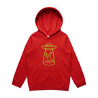 Alien Abduction, UFO - Kids Hoodie Red Kids Hoodie Printed In Australia