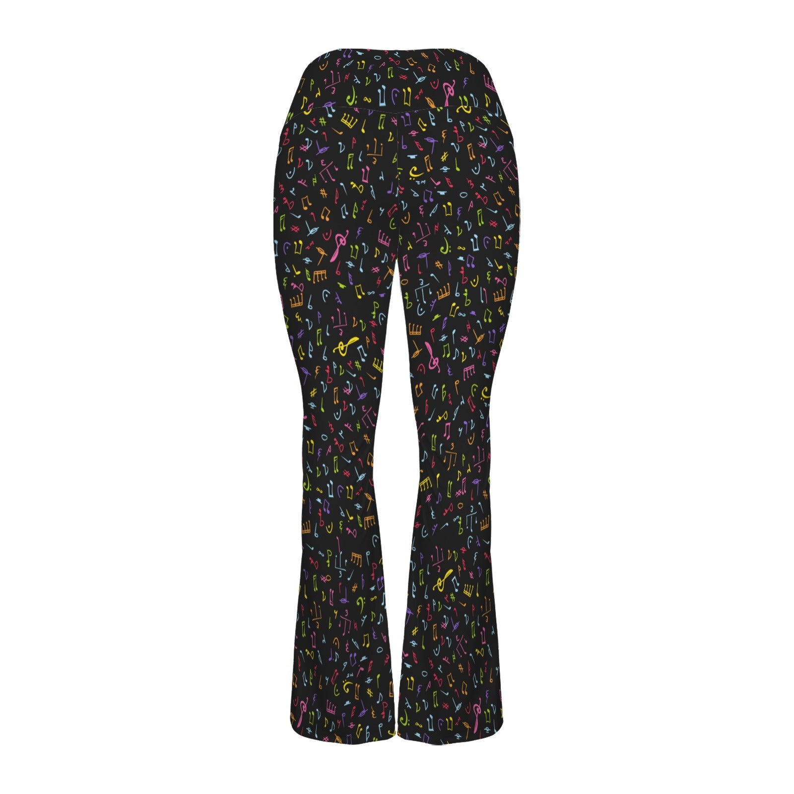 Music Notes High Waist Crossover Tummy Control Flare Leggings High Waist Flare Leggings Music Printed Offshore