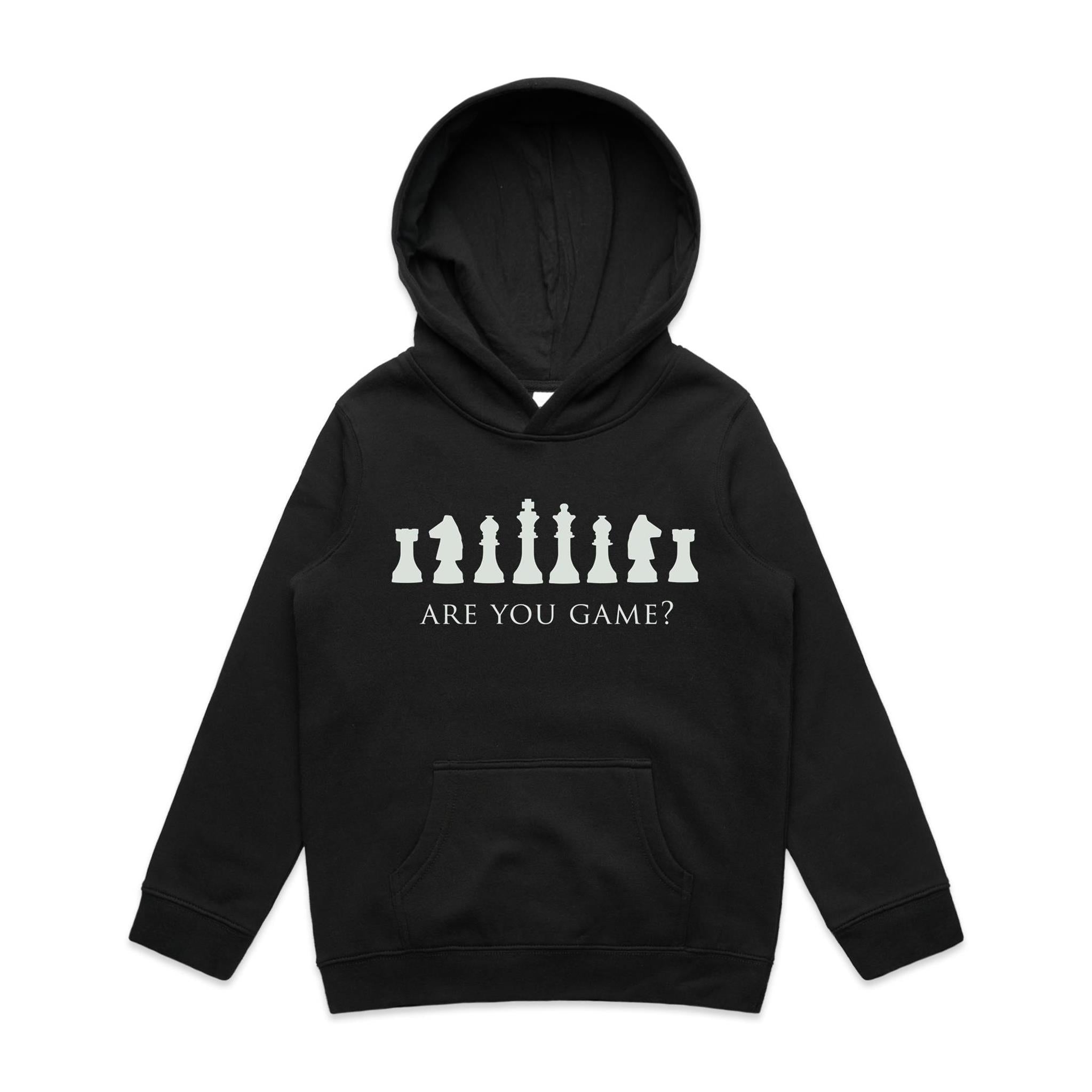 Are You Game, Chess - Kids Hoodie Black Kids Hoodie Printed In Australia