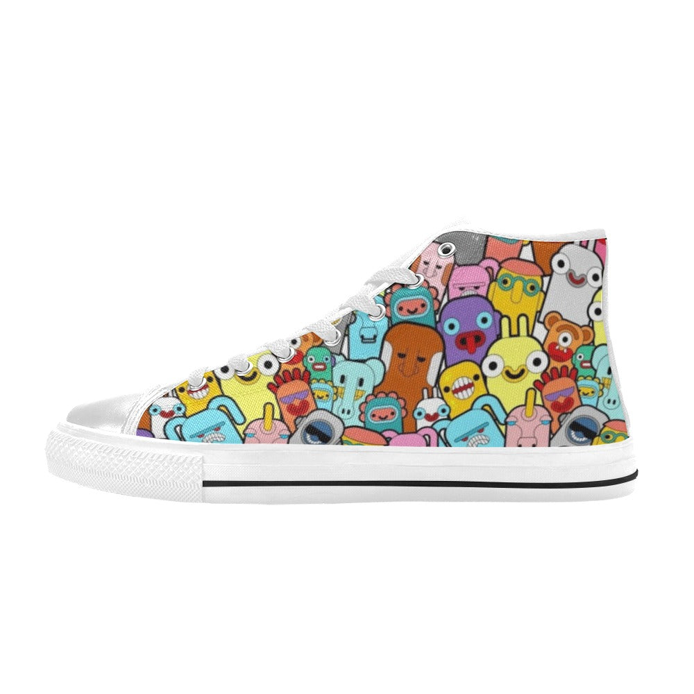 Happy Monsters - Kids' High Top Canvas Shoes US6Y Kids High Top Canvas Shoes Printed Offshore Sci Fi