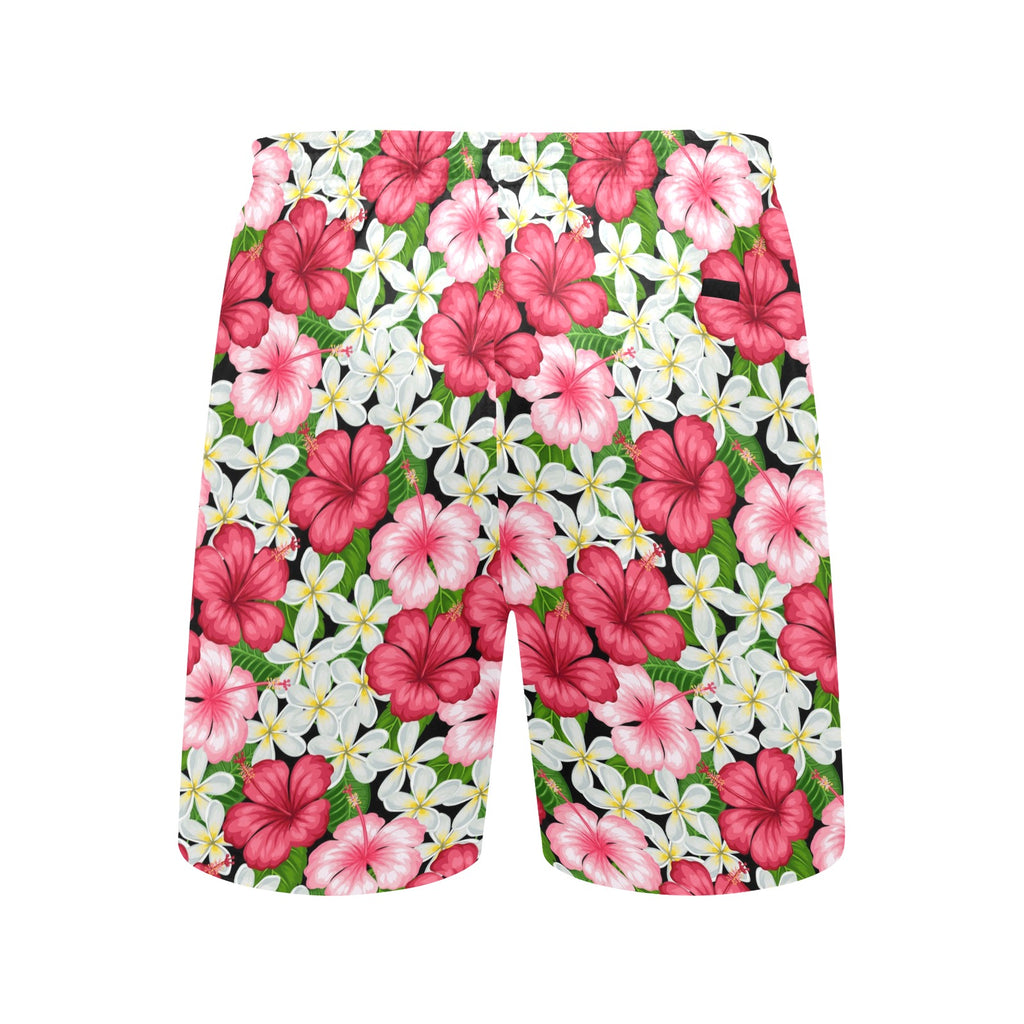 Hibiscus Men's Mid-Length Beach Shorts Men's Mid-Length Beach Shorts Plants Printed Offshore
