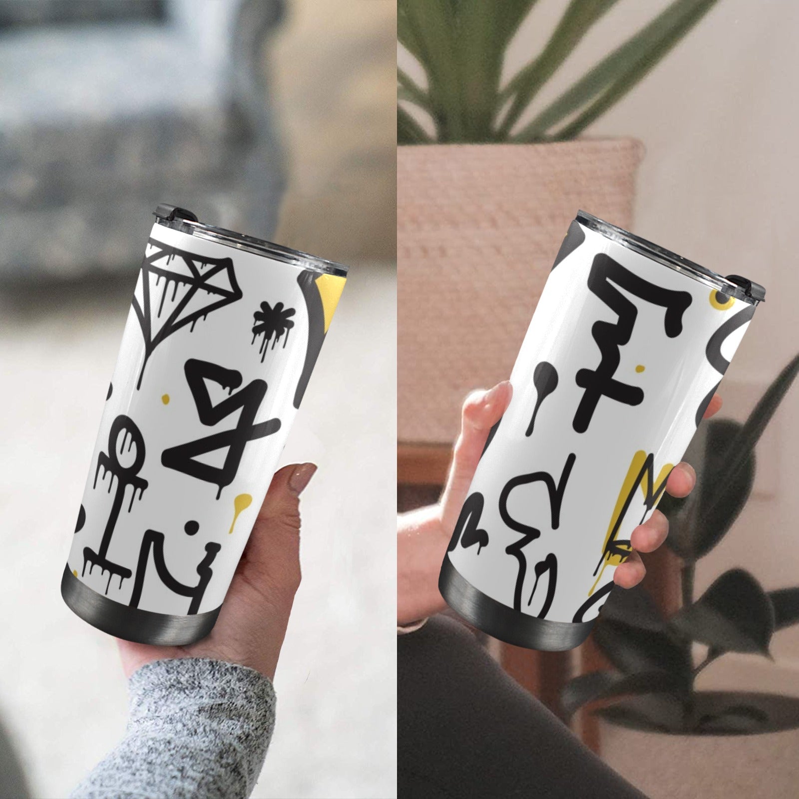 Graffiti Crown - 20oz Mobile Tumbler with Lid (Black Lock) 20oz Travel Mug Printed Offshore