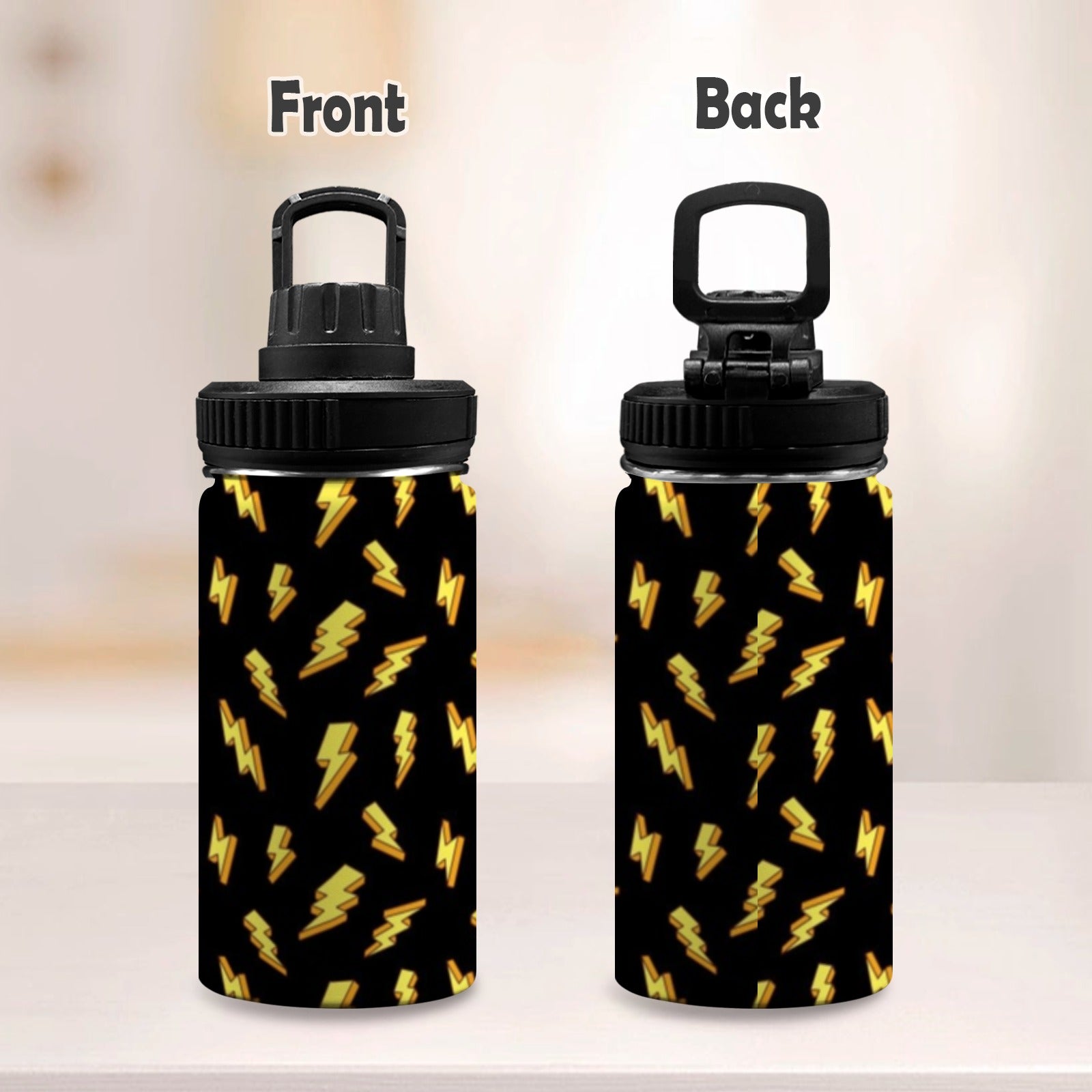 Lightning Bolts - Kids Water Bottle with Chug Lid (12 oz) Kids Water Bottle with Chug Lid comic Printed Offshore