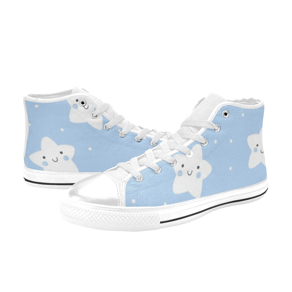 Happy Stars - Kids High Top Canvas Shoes