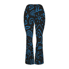 Blue Squiggle High Waist Crossover Tummy Control Flare Leggings High Waist Flare Leggings Printed Offshore