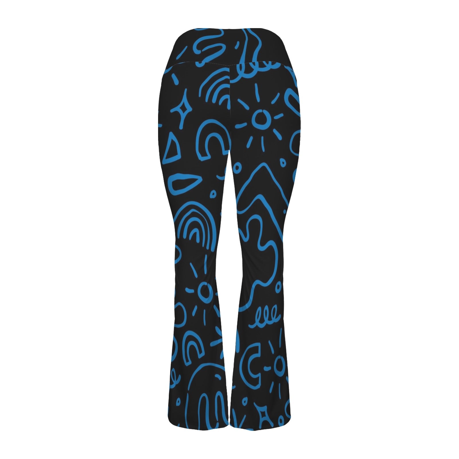 Blue Squiggle High Waist Crossover Tummy Control Flare Leggings High Waist Flare Leggings Printed Offshore