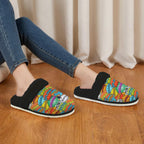 Comic Book 2 Women's Fur Trim Thick-Sole Indoor Slippers Women's Fur Trimmed Slippers comic Printed Offshore