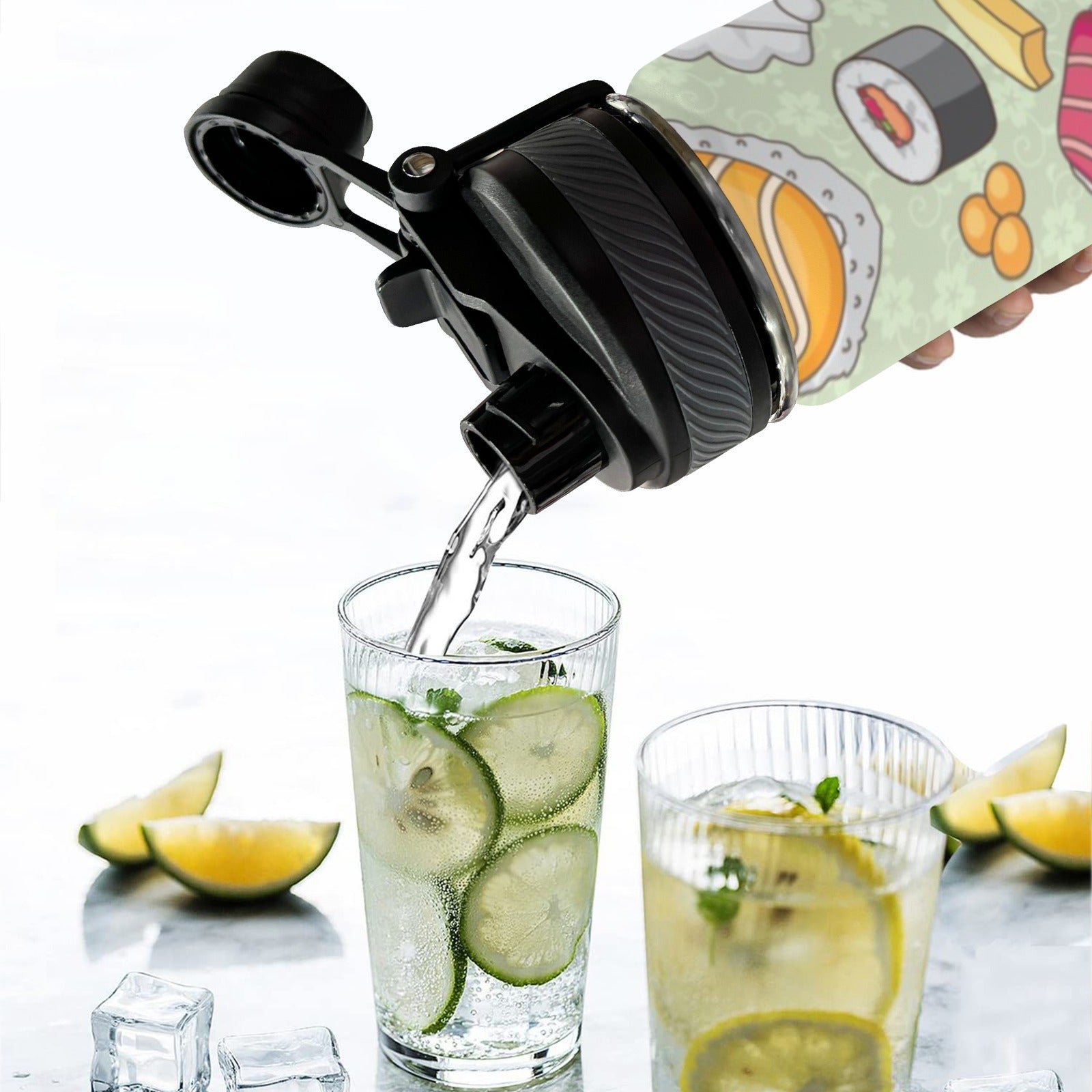 Sushi - Insulated Water Bottle with Dual-Use Lid (18oz) Insulated Water Bottle with Dual-Use Lid (18oz) Food Printed Offshore