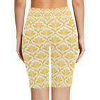 Yellow Pattern Women's Bike Shorts With Side Pockets Women's Bike Shorts Printed Offshore