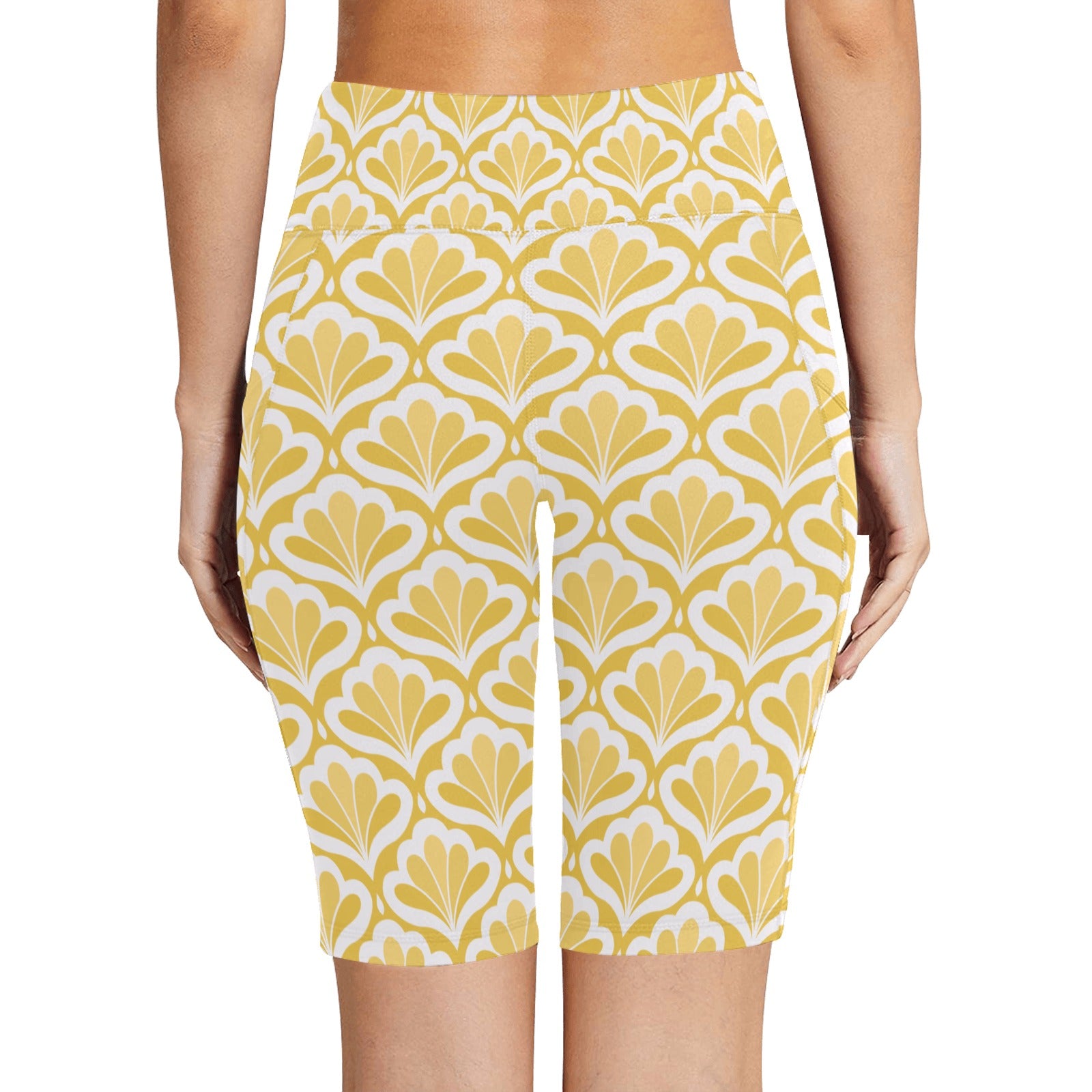 Yellow Pattern Women's Bike Shorts With Side Pockets Women's Bike Shorts Printed Offshore