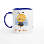Personalised - Bee-you-tiful - White 11oz Ceramic Mug with Colour Inside Ceramic Blue Personalised 11oz Mug animal customise Globally Fulfilled personalise