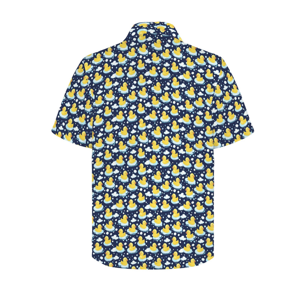 Rubber Ducks On Dark Men's Short Sleeve Hawaiian Shirt