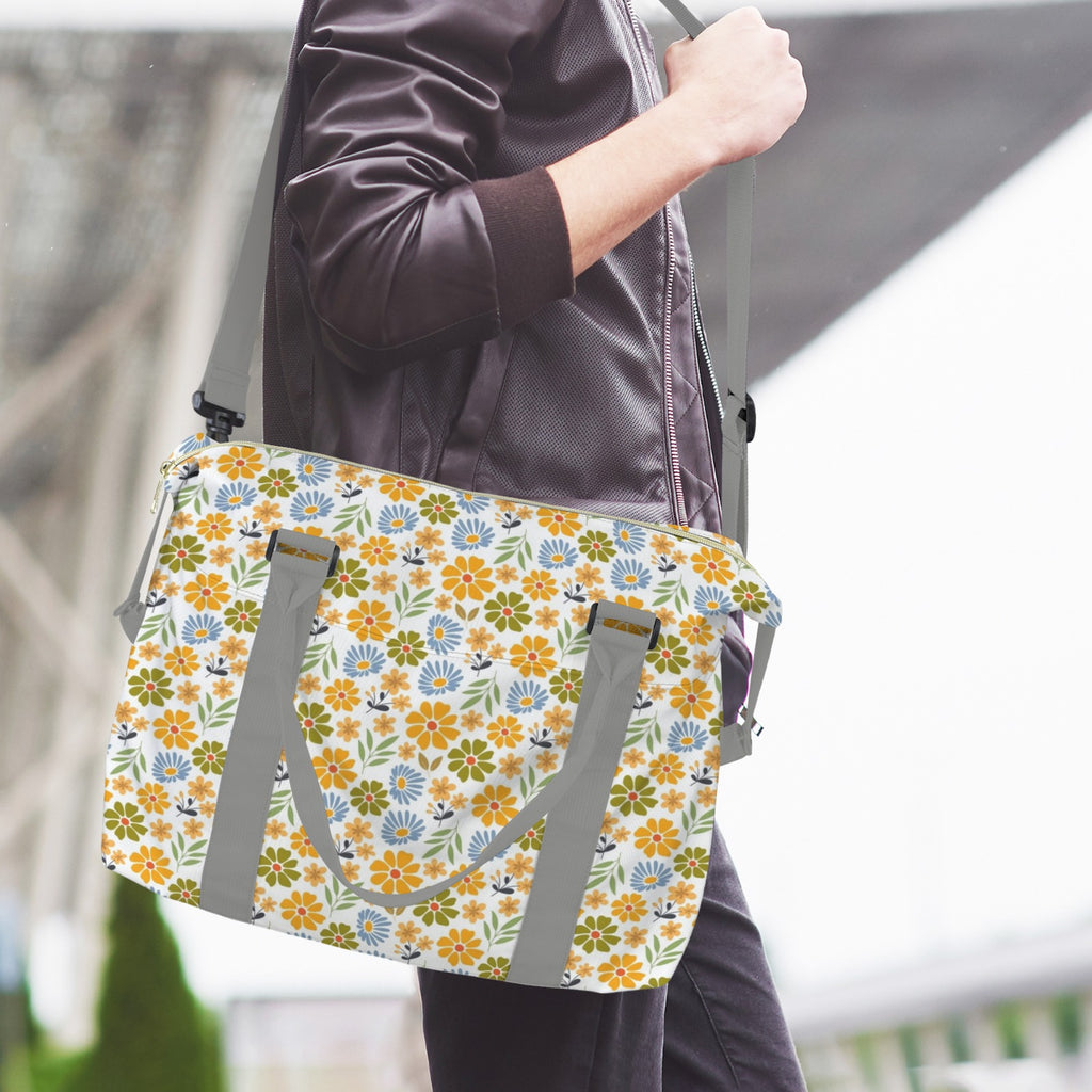 Retro Boho Flower Duffle Bag-Simple (Model 1715) Duffle Bag-Simple (1715)