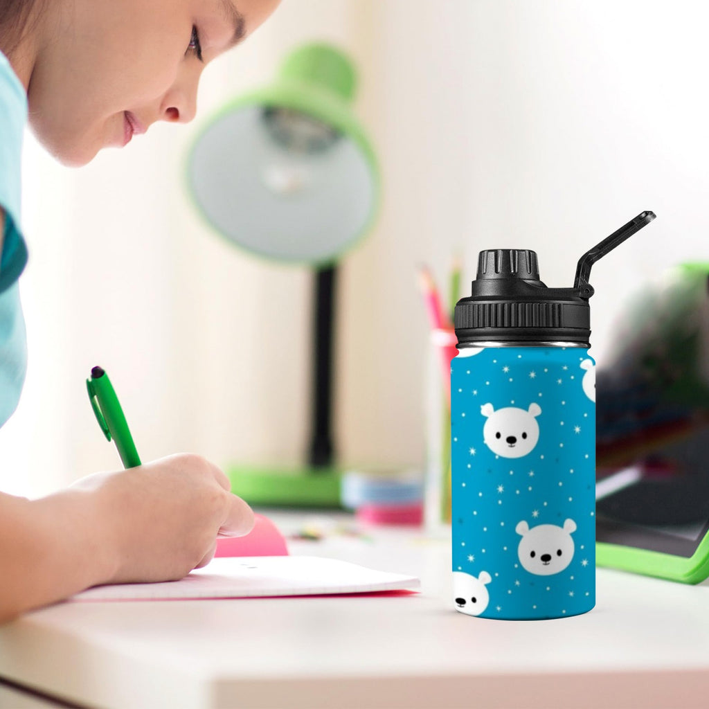 Bears On Blue - Kids Water Bottle with Chug Lid (12 oz)