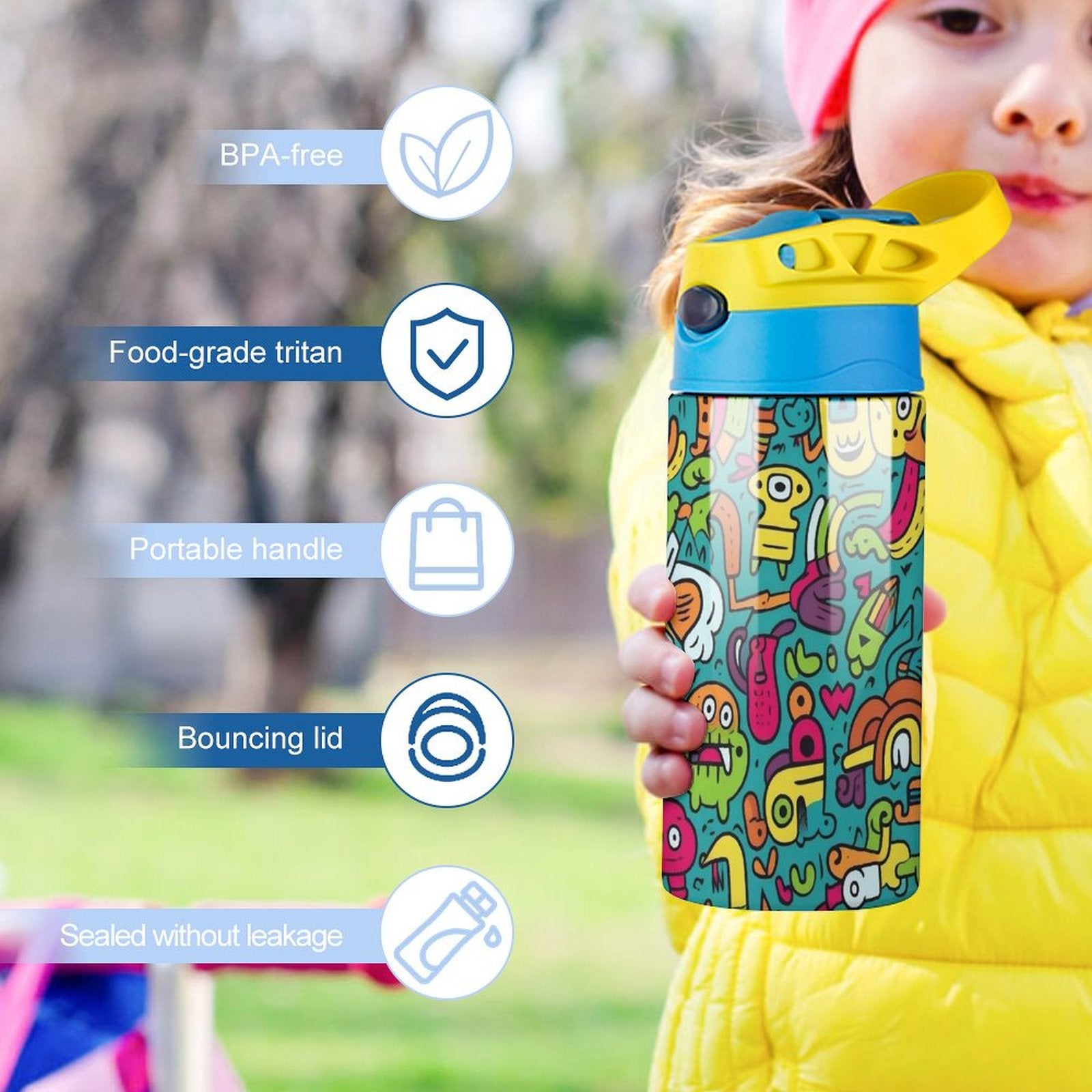 Crazy Creatures - Little Kids Water Bottle Little Kids Water Bottle Printed Offshore Sci Fi