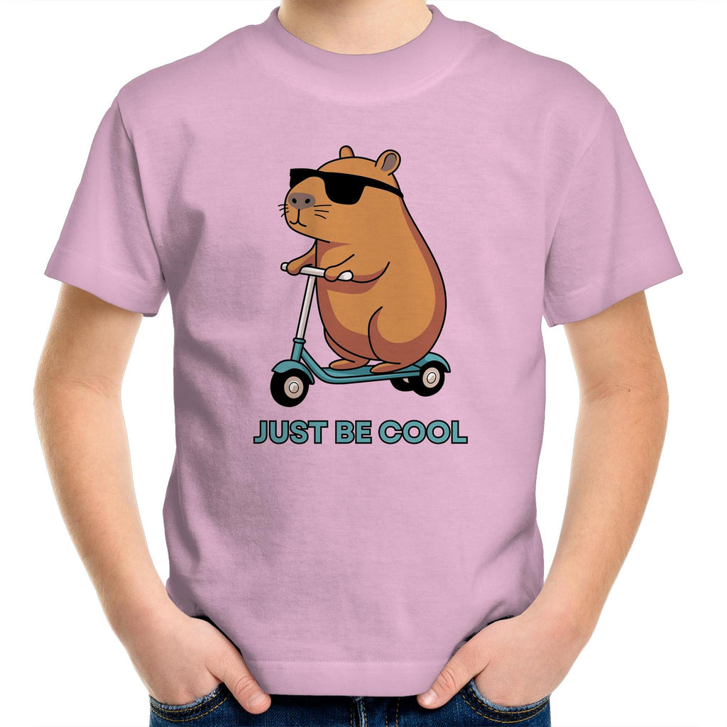 Just Be Cool, Capybara - Kids Youth T-Shirt Pink Kids Youth T-shirt animal Printed In Australia