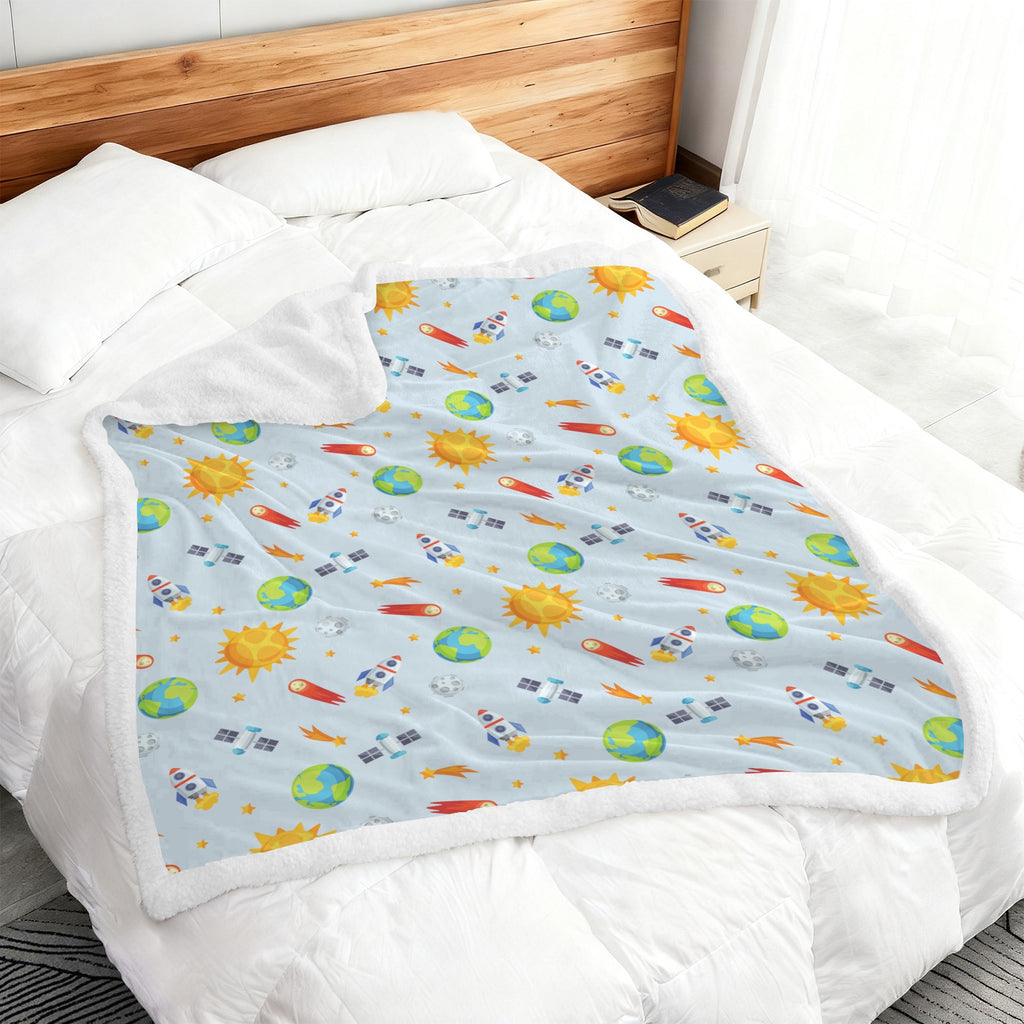 Busy Space - Double-Layer Fleece Blanket 51"x59"