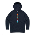 Our Solar System - Womens Hoodie Navy Womens Hoodie Printed In Australia Space