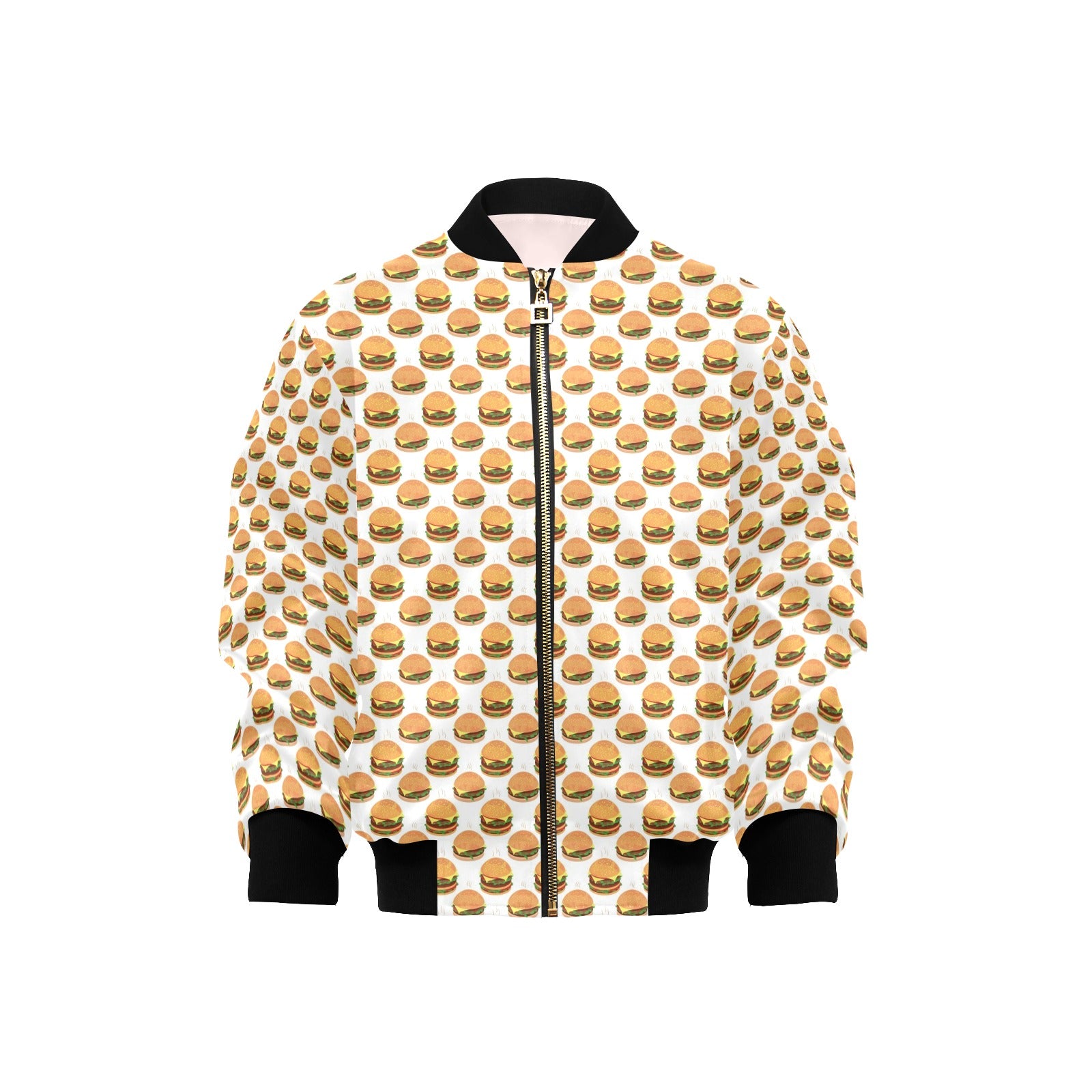 Hamburgers on White Kids Bomber Jacket XL Kids Bomber Jacket Food Printed Offshore