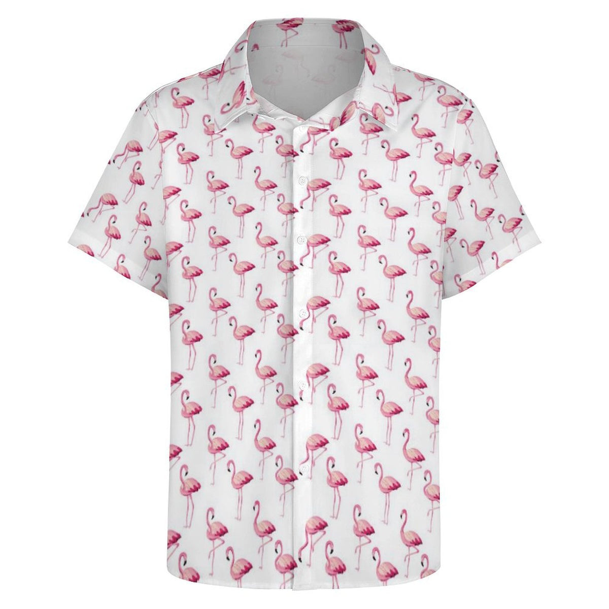 Flamingos Women's Collared Pocketless Short Sleeve Shirt