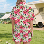 Hibiscus Women's Windbreaker Short Set Women's Windbreaker Short Set Plants Printed Offshore