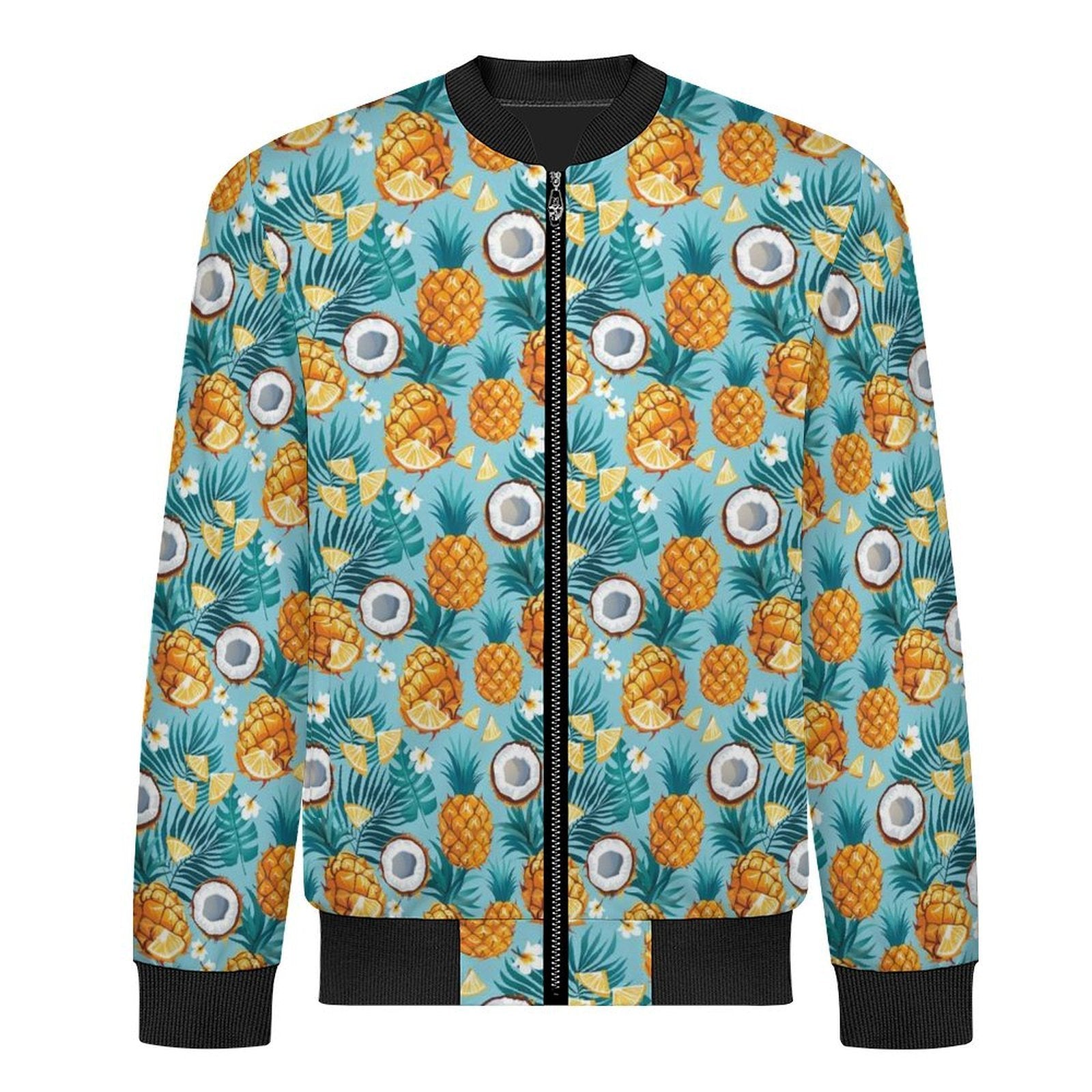 Pineapple Coconut Men's Casual Zip‑Up Bomber Jacket