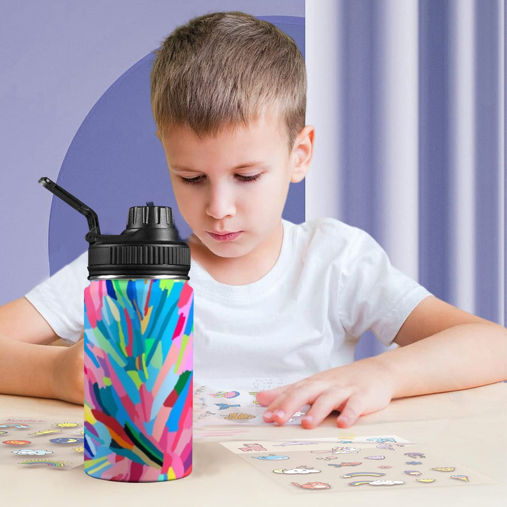 Brushstrokes - Kids Water Bottle with Chug Lid (12 oz) Kids Water Bottle with Chug Lid Printed Offshore