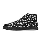 Black And White X's - Men's High Top Canvas Shoes