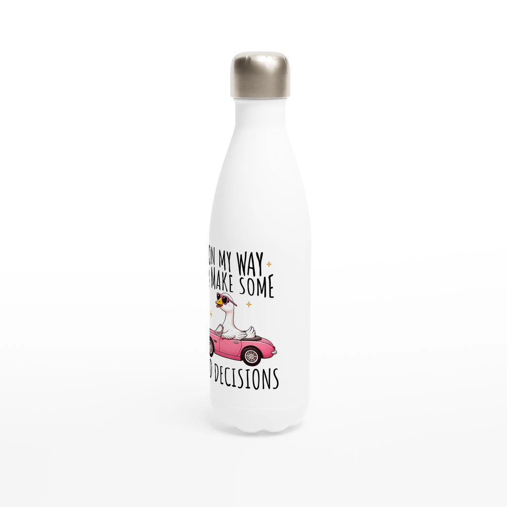 On My Way To Make Some Bad Decisions - White 17oz Stainless Steel Water Bottle White Water Bottle animal Globally Fulfilled
