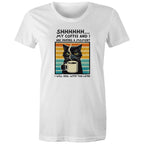 Shhh, My Coffee And I Are Having A Moment, Cat - Womens T-shirt White Womens T-shirt animal Coffee Printed In Australia