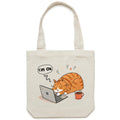 Cat Laptop, I'm OK Canvas Tote Bag Default Title Tote Bag animal Printed In Australia