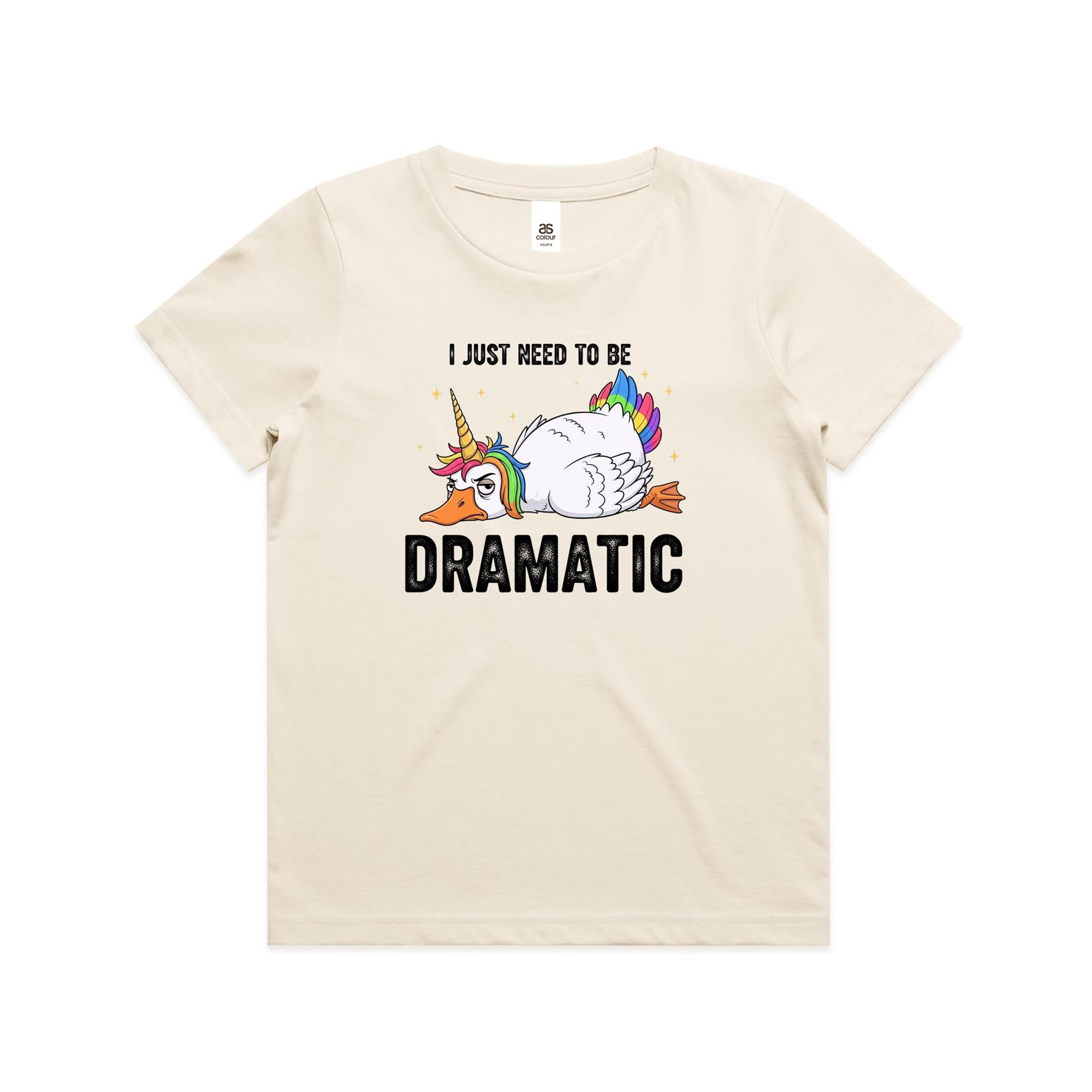 Dramatic Unicorn Goose Kid's AS Colour T-shirt Ecru Kids Youth T-shirt animal Printed In Australia