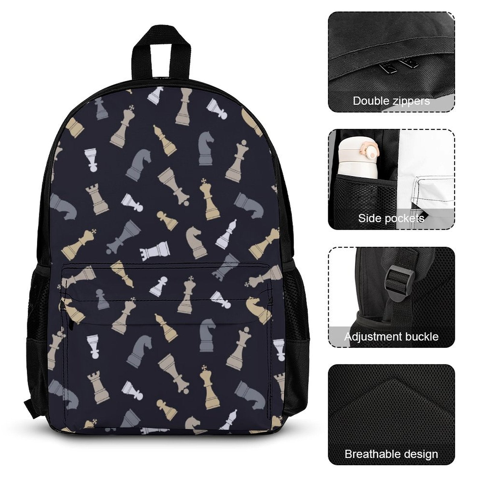 Chess Pattern - Three Piece Backpack Set