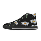 Daisy On Black - Women's High Top Canvas Shoes